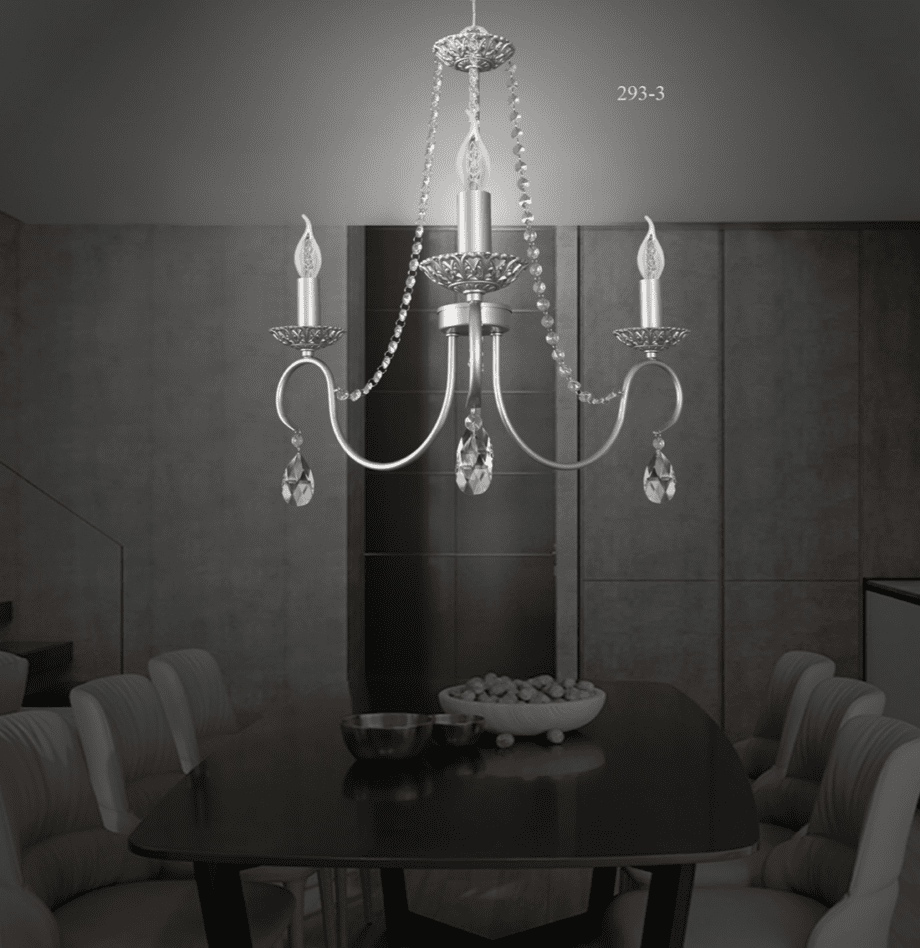 Lámpara chandelier forja plata de tres brazos Silvioss