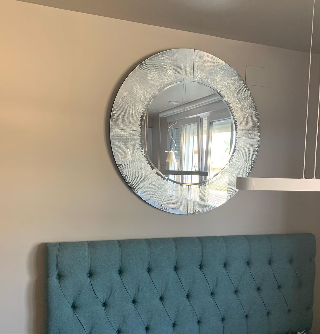 Espejo redondo Aurora plata en Ámbar Muebles