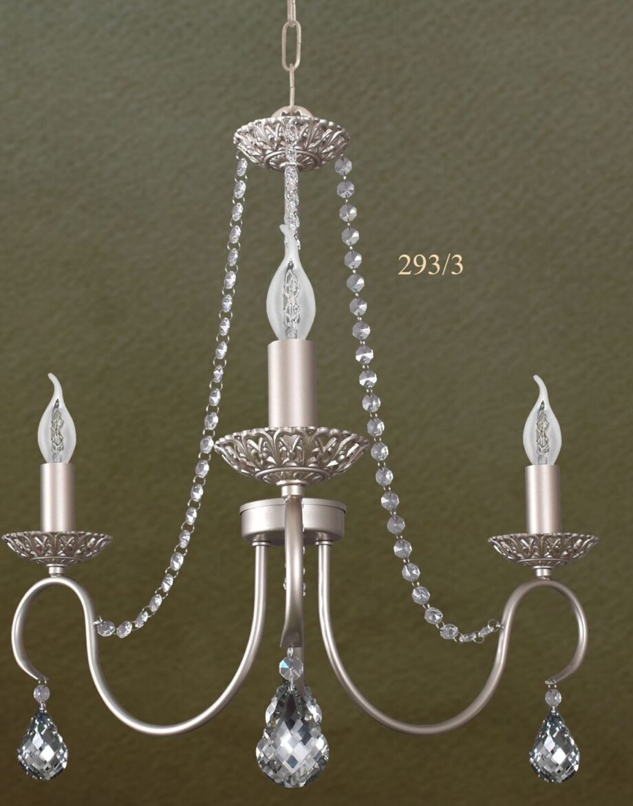 Lámpara chandelier forja plata de tres brazos Silvioss