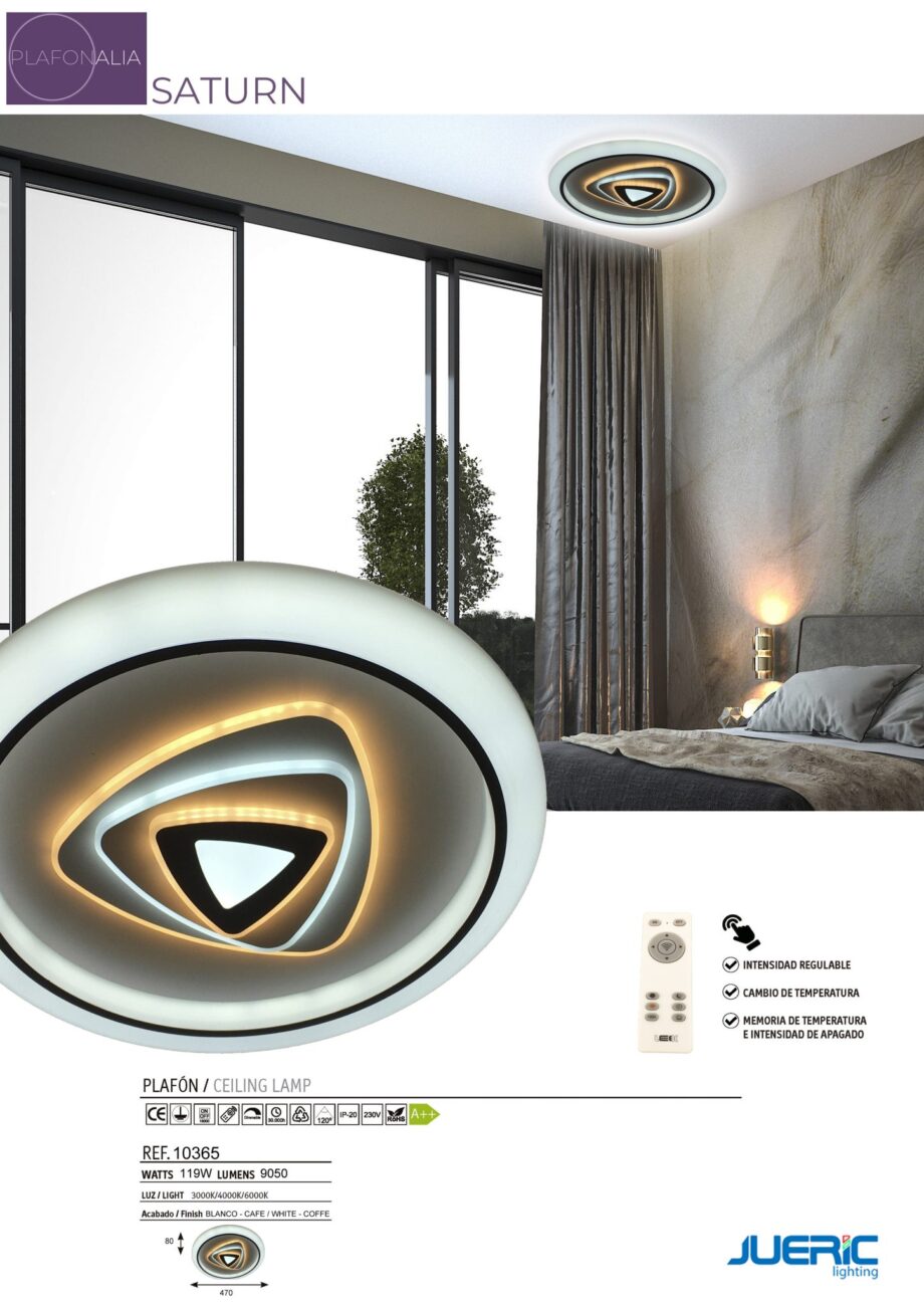 Plafón SATURN Led redondo blanco y marrón