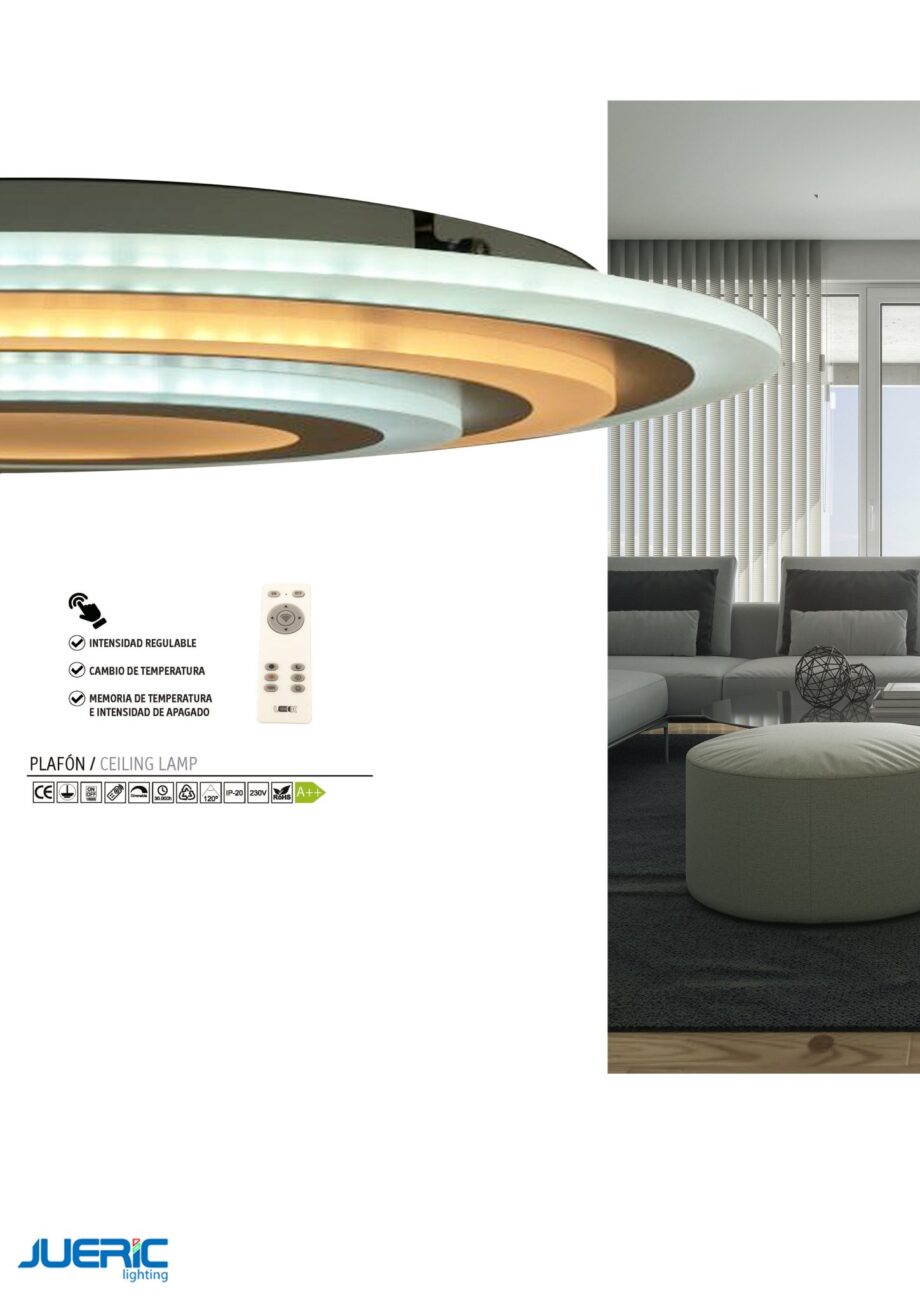 Plafón LED GALAXY redondo blanco con cristal