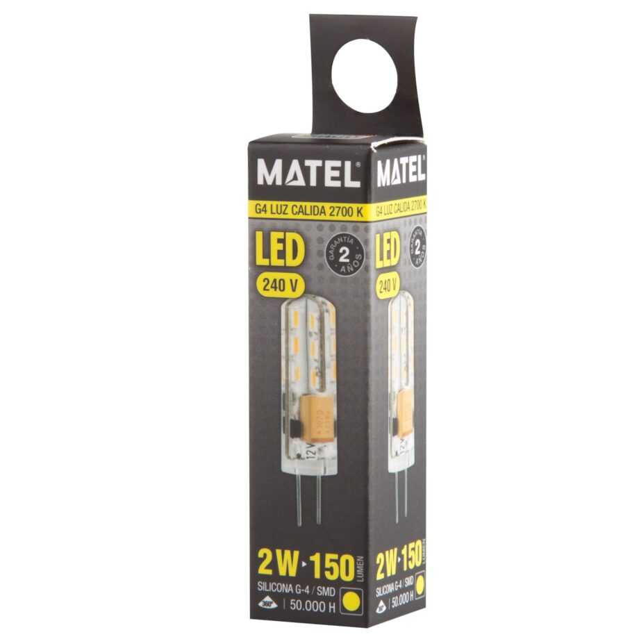 Bombilla LED bipin g4 240V 2w Cálida 3k 22836 Matel Alfadyser DISPONIBLE EN TIENDA