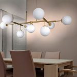 Lámpara ESFERAS oro mate con 9 tulipas opal blanco para bombillas Led E27 Silvioss