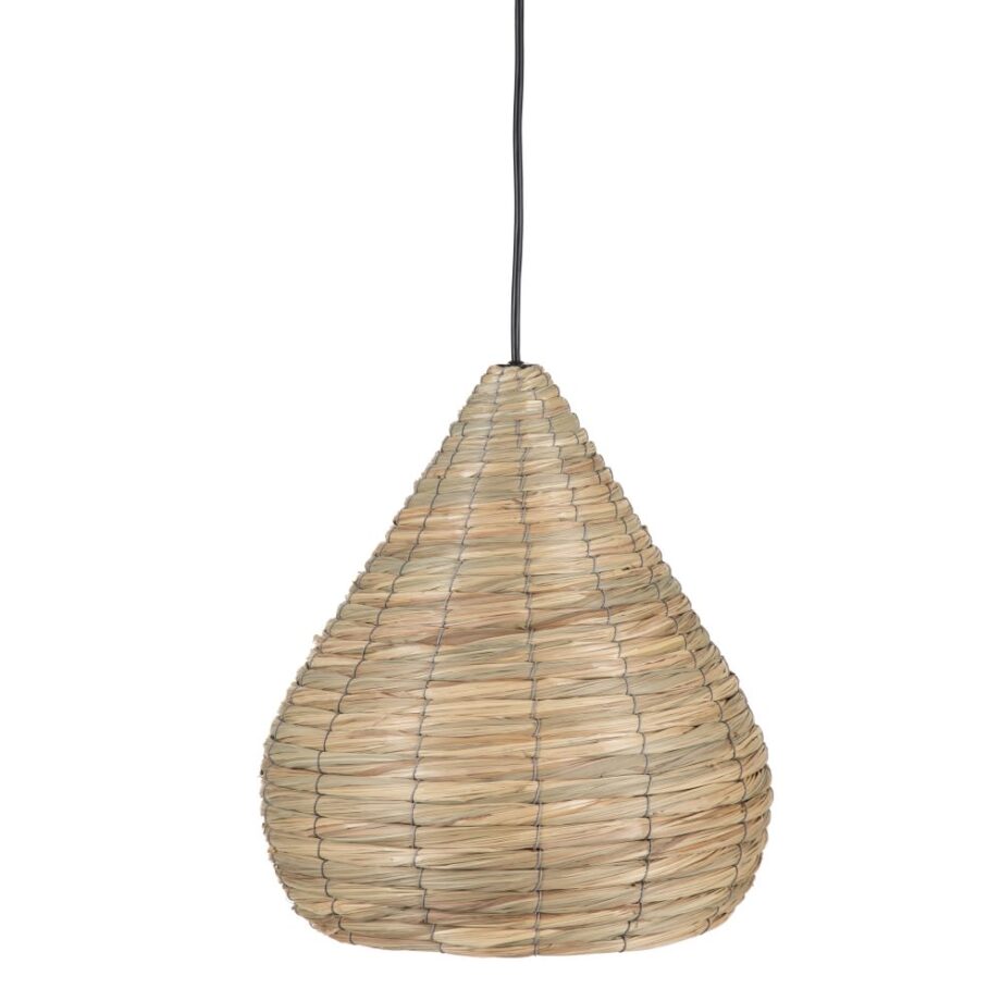 Lámpara pantalla de techo natural fibra  34 cm con cable negro 153566  Ixia. STOCK EN TIENDA