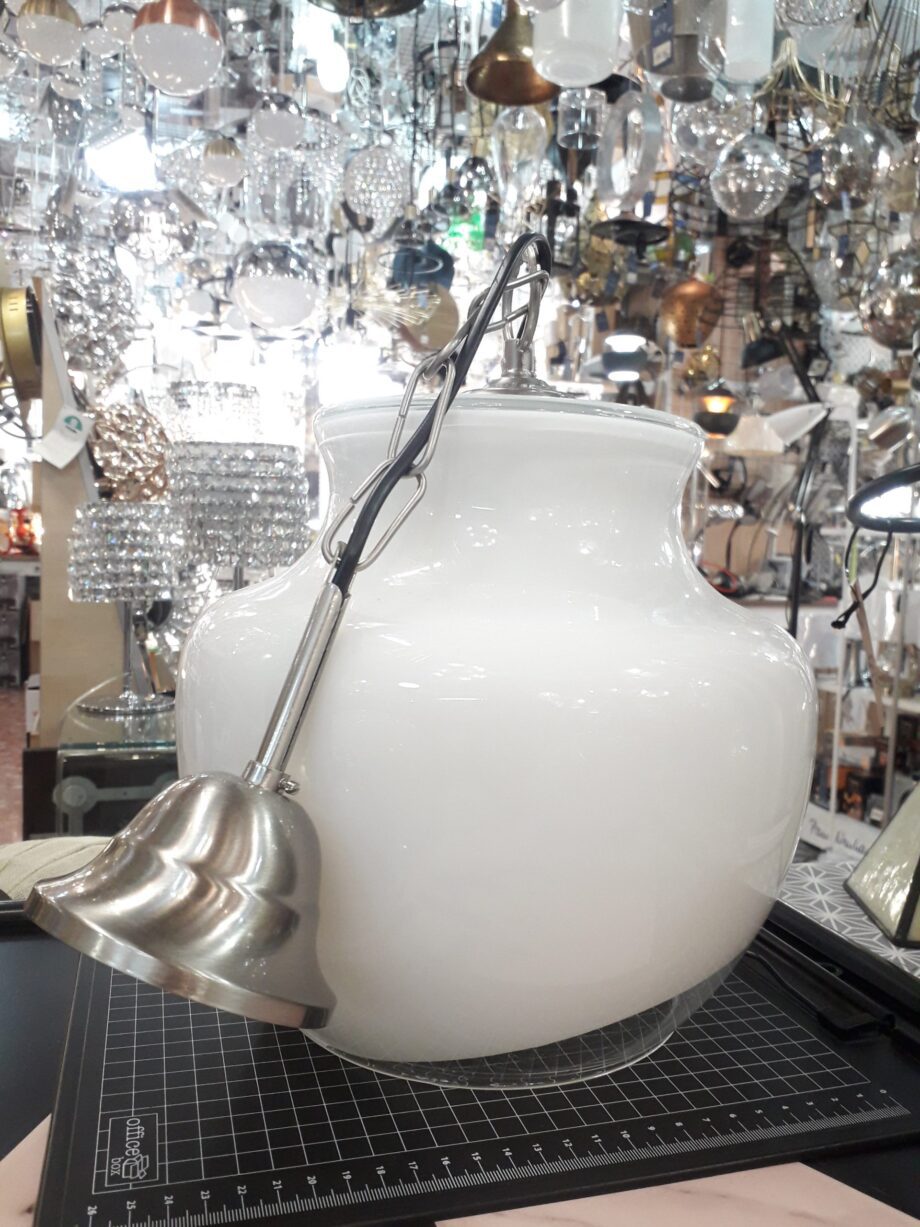 Colgante de cristal opal blanco de filo transparente con cadena Silvioss