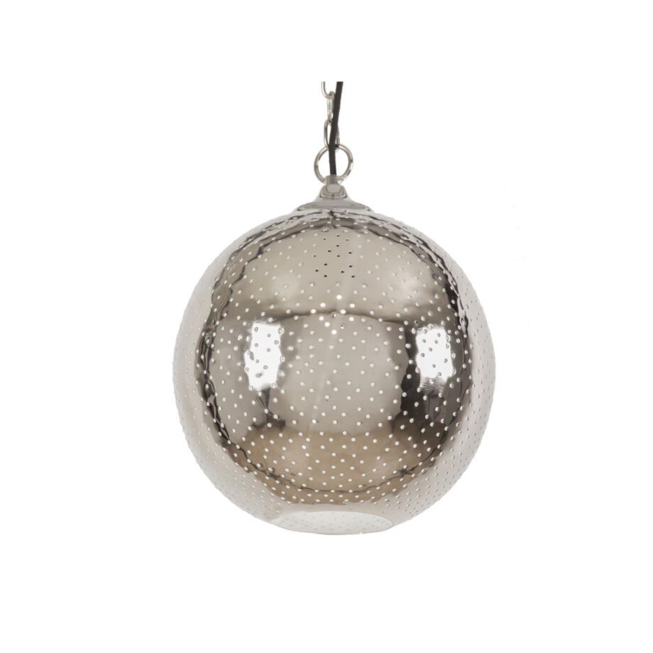 Lámpara metálica bola cromo calada con cadena 36cm, 13-219 ROMIMEX. STOCK EN TIENDA