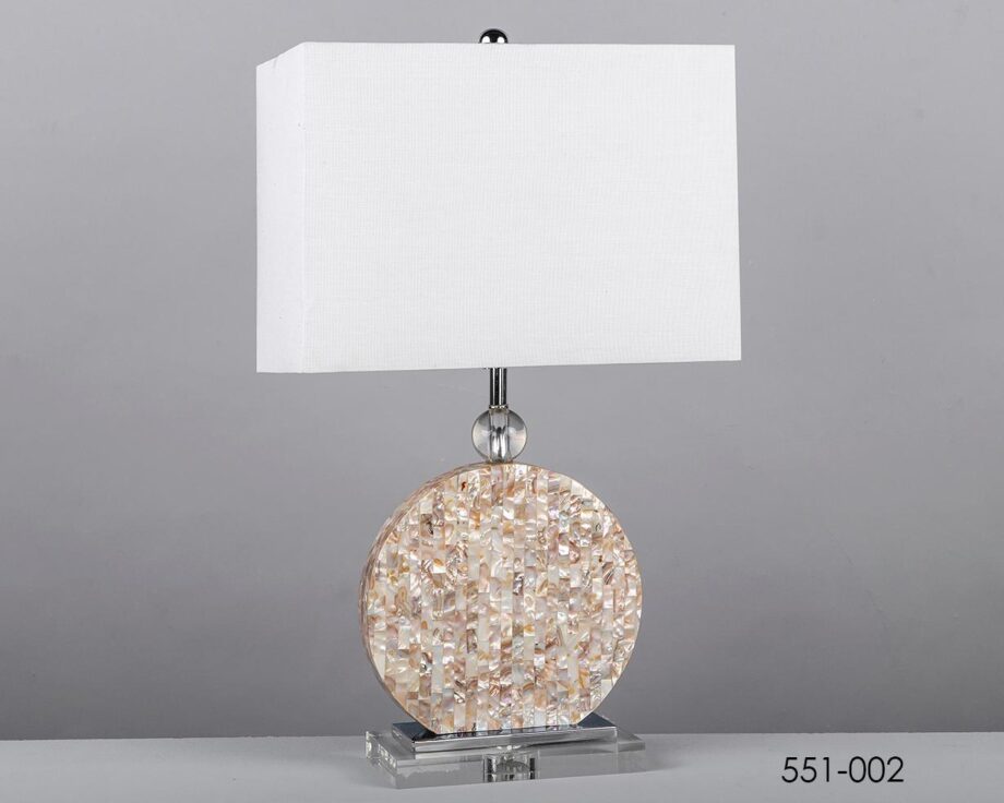 PORTIMAO: Lámpara sobremesa nácar con pantalla rectangular blanca , 60cm para bombilla E27, 551-002 BELDA. STOCK EN TIENDA