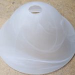 Tulipa de cristal murano blanco, redondo curvado 33,5cm diámetro para E27. STOCK EN TIENDA