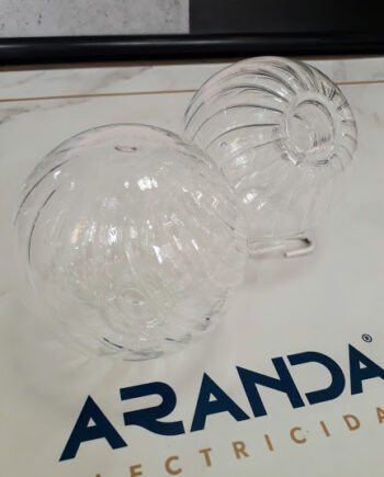 Tulipa cristal transparente con rosca g9 a giro RAYADA 10 cm diámetro