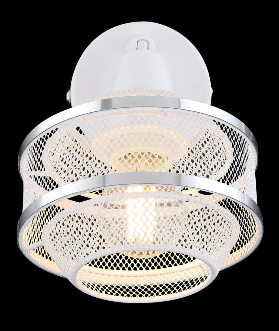 VIGATTO: Foco geométrico en E14  Blanco y cromo 54026-1 Globo Lighting. STOCK DISPONIBLE EN TIENDA