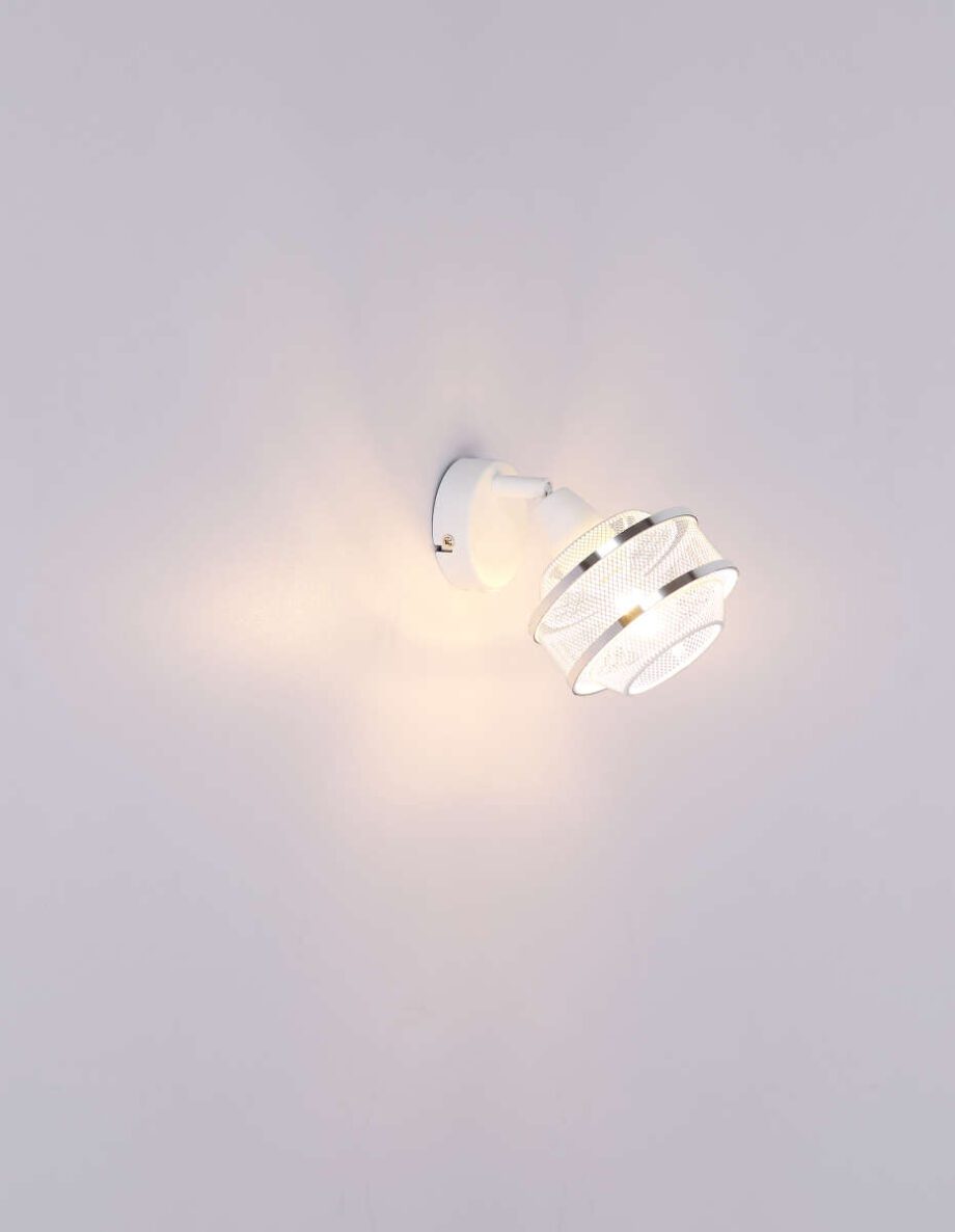 VIGATTO: Foco geométrico en E14  Blanco y cromo 54026-1 Globo Lighting. STOCK DISPONIBLE EN TIENDA