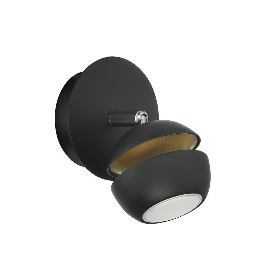 Foco individual MIC Negro y oro en gu10 5-7904 MDC. STOCK EN TIENDA