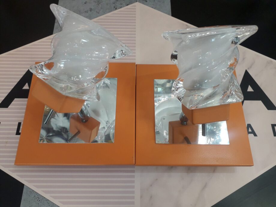Base 2 Focos articulados con cristal g9 naranja y cromo LUMSEVI . STOCK DISPONIBLE EN TIENDA