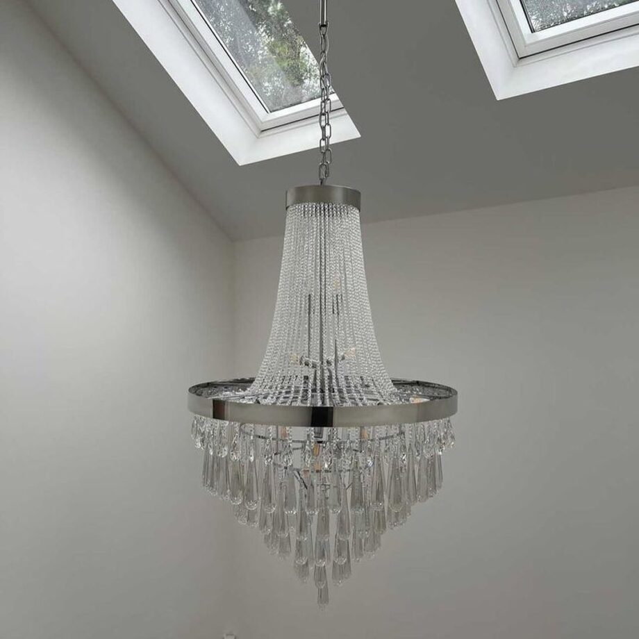 PALACE - Lámpara cromo y cristales exclusiva con 22 luces g9 Led con mando a distancia