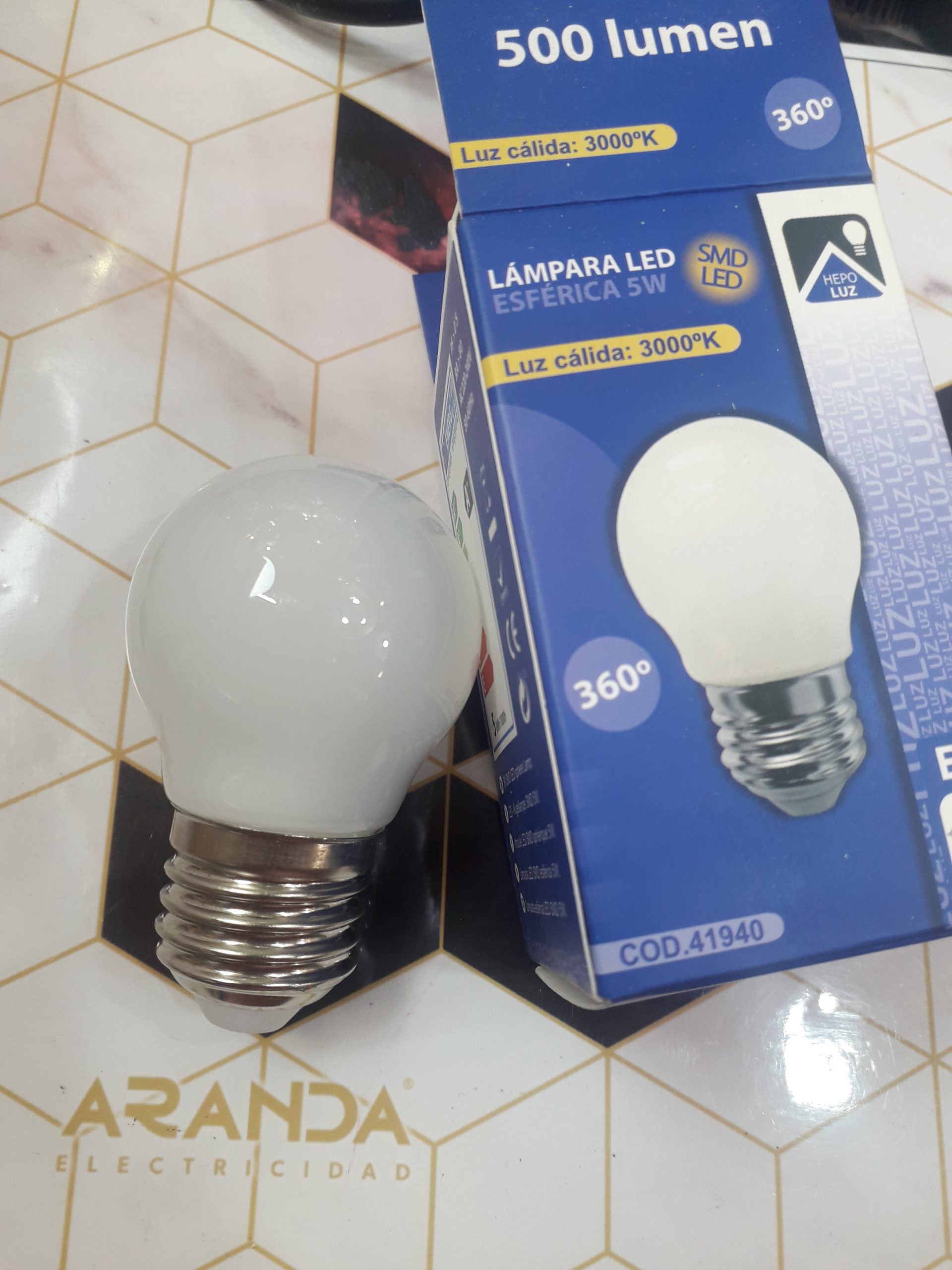 Lampara led esferica E14 5w 3000kgsc- BombillasyTubos