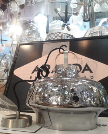 Colgante ELA níquel satinado y cristal Fumé 33cm E27 15312S Globo Lighting. STOCK EN TIENDA