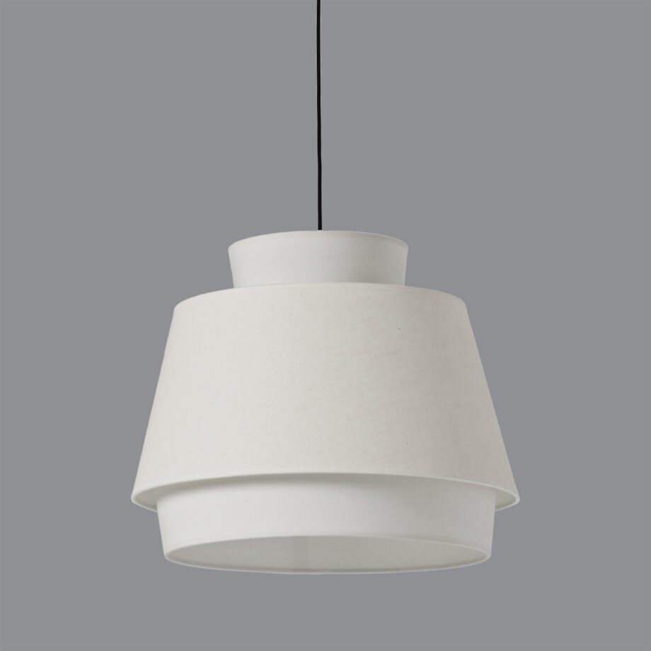 Colgante de pantalla ASPEN lino beige y blanco 45cm con cable blanco ACB Iluminación