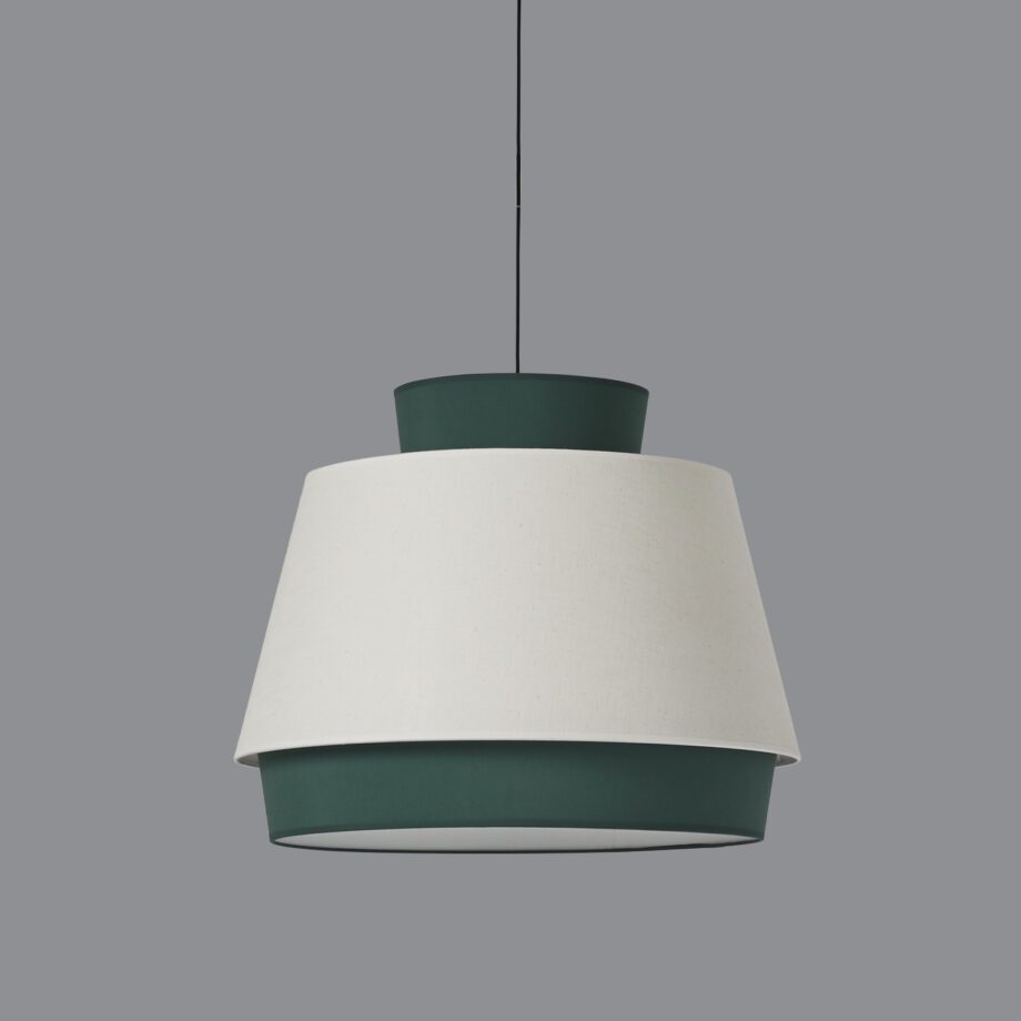 ASPEN: Lámpara colgante pantalla lino beige / verde, cable negro, C39166VELI ACB Iluminación. 60cm.