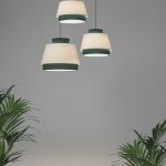 Colgante de pantalla ASPEN lino beige y verde 45cm con cable negro ACB Iluminación