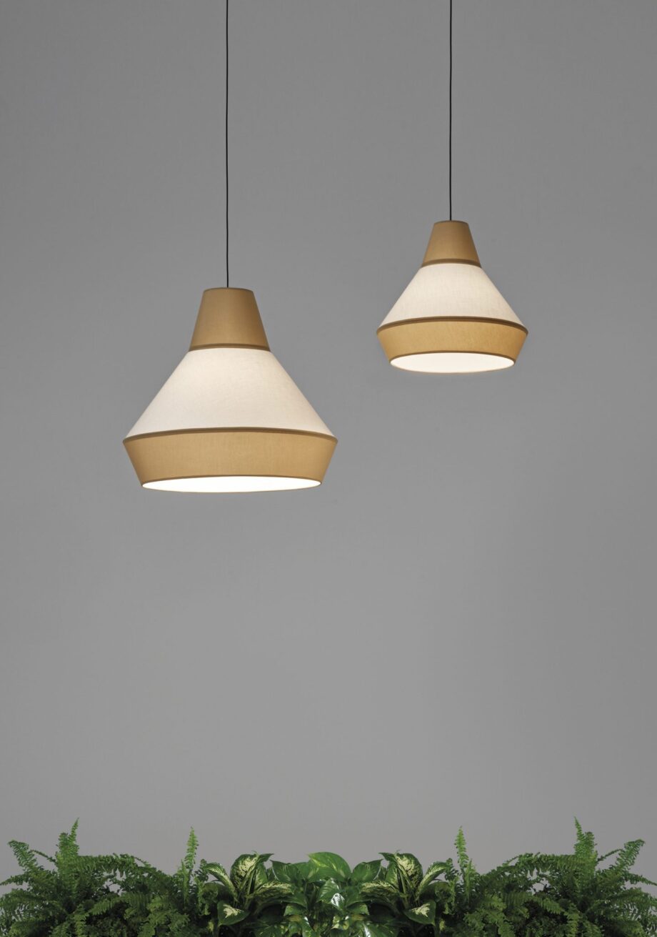 Colgante MODENA M pantalla de lino beige / arena 40cm ACB Iluminación.