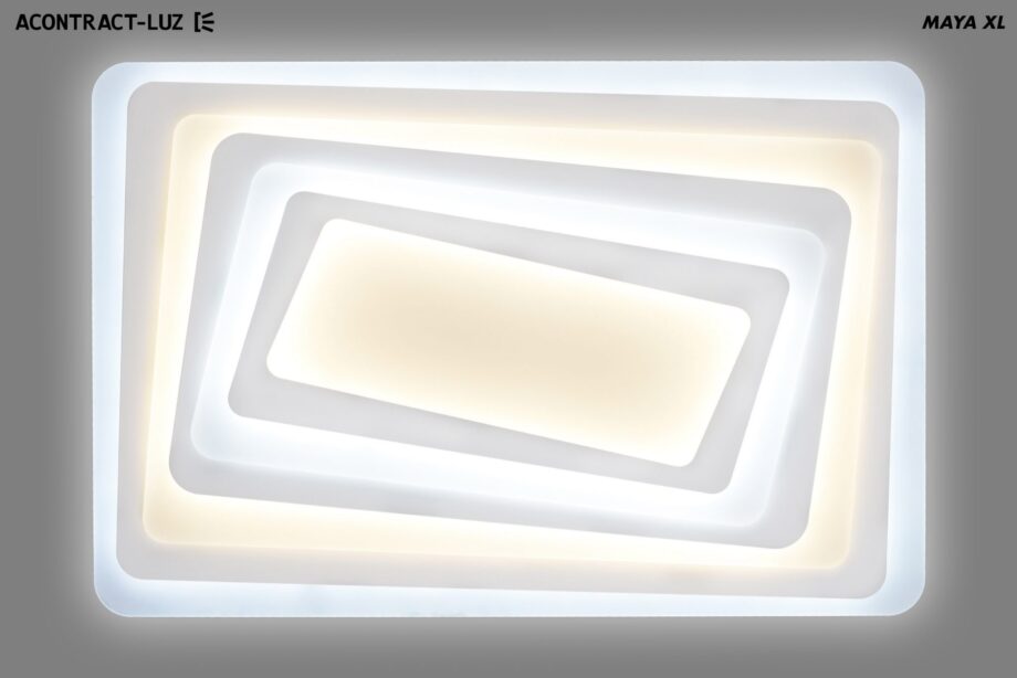 MAYA XL: Plafón rectangular con 204w Led, con mando a distancia dimable, Acontract-Luz. 90 x 60 cm