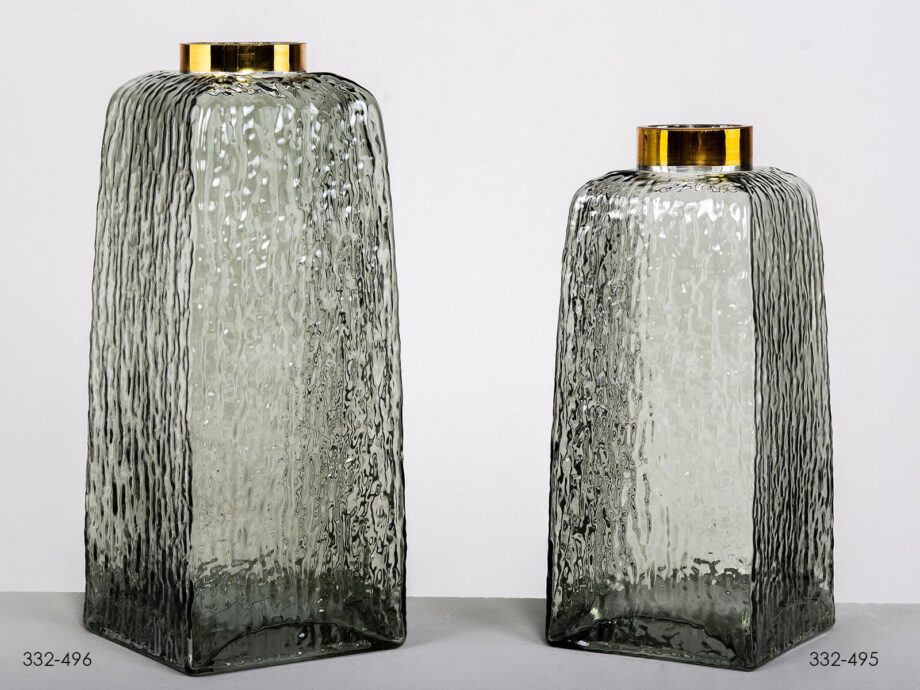 Jarrón cristal y oro CANNES gris 26,5 cm 332-495 BELDA. STOCK EN TIENDA