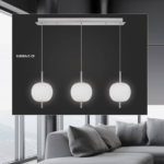 QUIARA: Lámpara línea cromo y 3 colgantes en cristal opal, 3188 Ajp Iluminación.  STOCK DISPONIBLE EN TIENDA