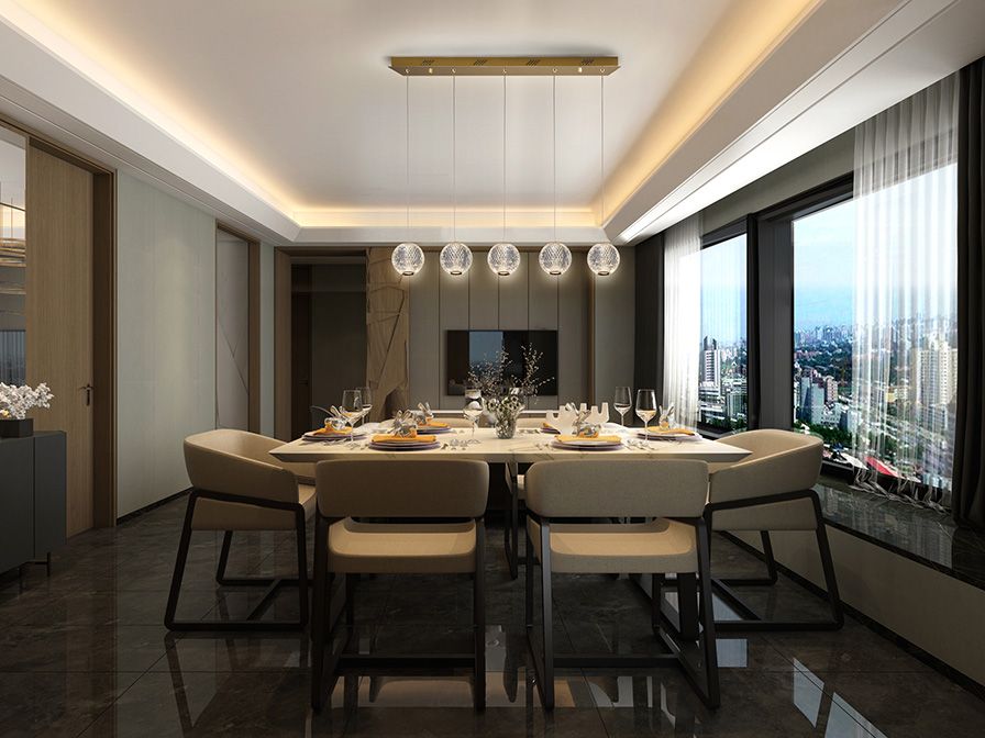 AUSTRAL - Lámpara en línea con 5 esferas cristal tallado 26w Led oro