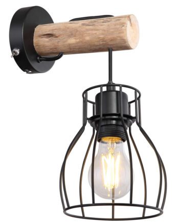 Aplique de Pared MINA madera y forja negro E27 15326NW Globo Lighting.