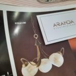 819LA: Lámpara de techo forja marrón 3 brazos con tulipa de nácar,   Ajp. STOCK DISPONIBLE EN TIENDA