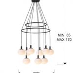 GLOBAL: Lámpara redonda con 9 luces G9 Led negro 71cm diámetro, 384094D Schuller, Dimable con mando a distancia. STOCK DISPONIBLE EN TIENDA