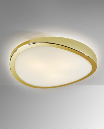 Plafón LEDA Oro y cristal con 3 Luces Led E27 de 48cm diámetro