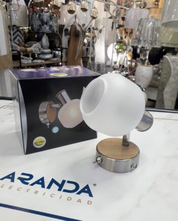 Foco cristal y madera en E14 KABU 54302-1 Globo Lighting. STOCK DISPONIBLE EN TIENDA