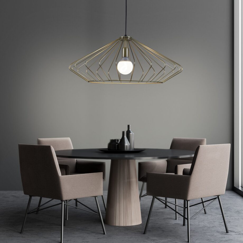 DIAMOND NEGRO - Colgante acero lacado negro, 86cm para bombilla E27, 1004 FOKOBU