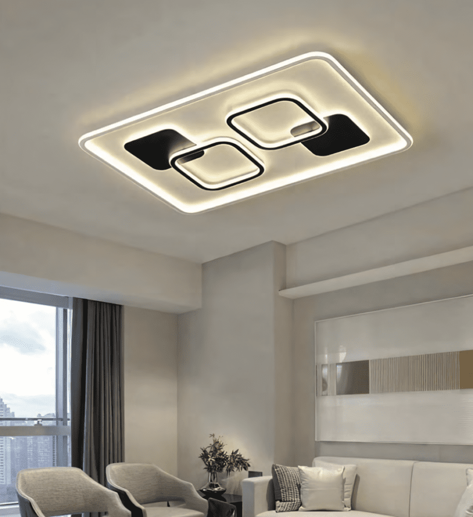 Plafón Led Fantasy 240W con mando distancia Blanco y negro rectangular 6018  Il.lumino 90x60cm.