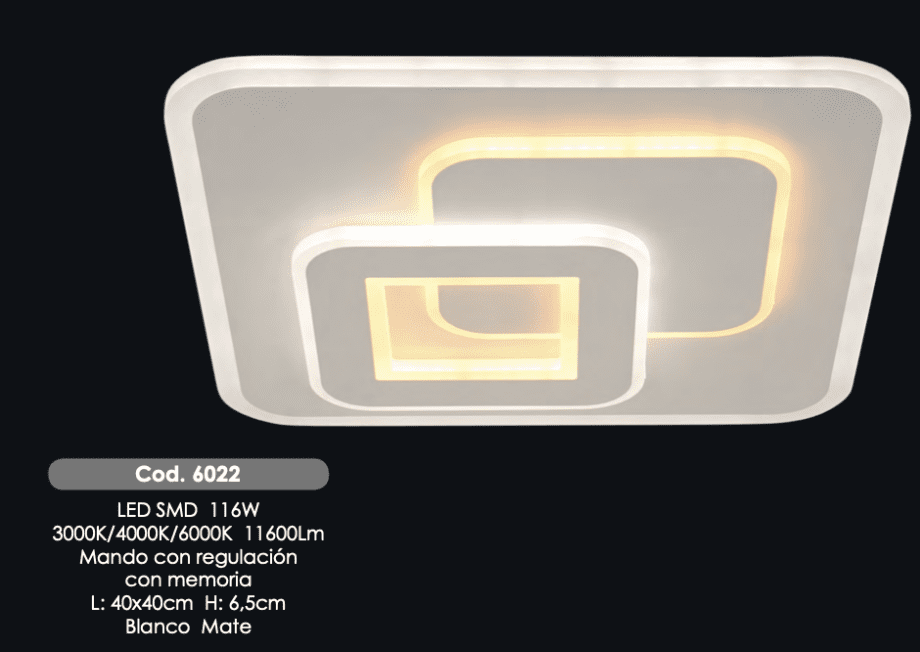 Plafón Led FANTASY 116w Led mando distancia Blanco y metacrilato
