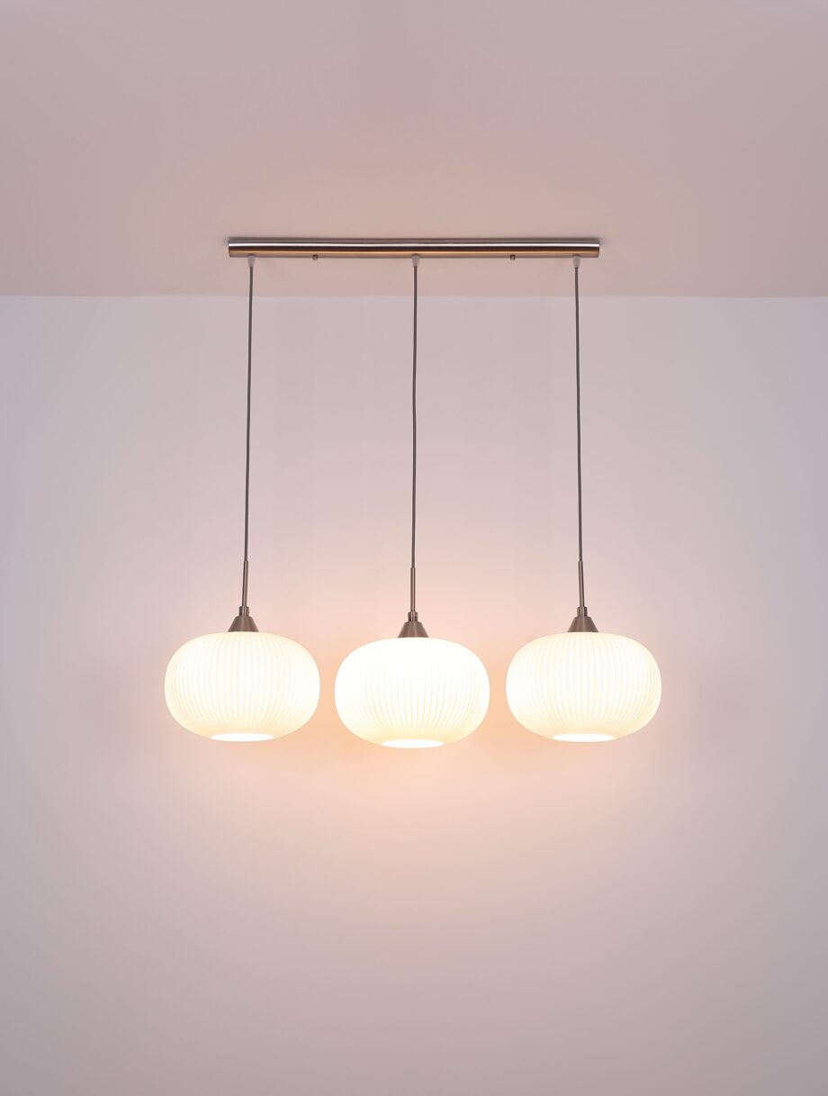 Lámpara en línea HING cristal 3 luces 15834-3 Globo Lighting. STOCK DISPONIBLE EN TIENDA