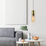 ANNIKA: Colgante individual de base color Bronce y cristal ámbar, 21000HM Globo Lighting. STOCK DISPONIBLE EN TIENDA
