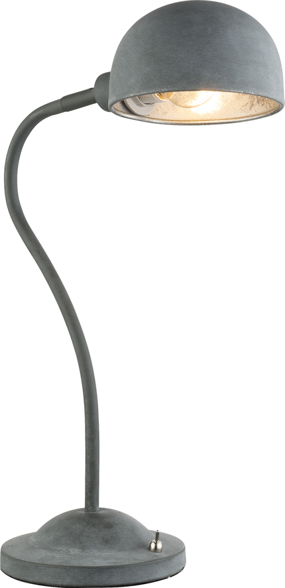 Flexo MIRAM sobremesa gris cemento con interior en pan de plata para E14