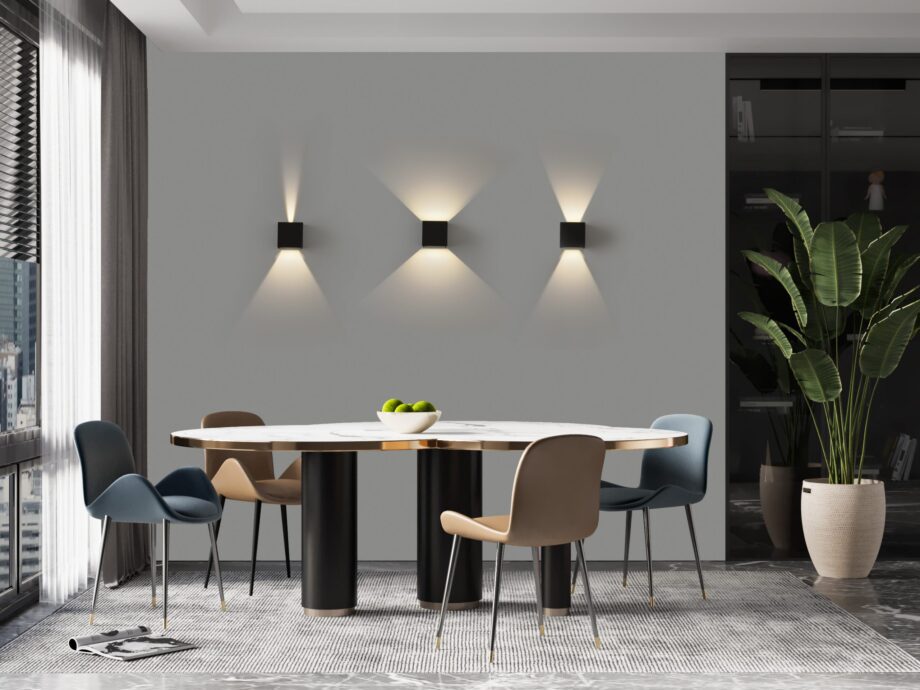 KENDO: Aplique de pared  Led negro con Ip54, 2 x 6w  A20321 Acb Iluminación.