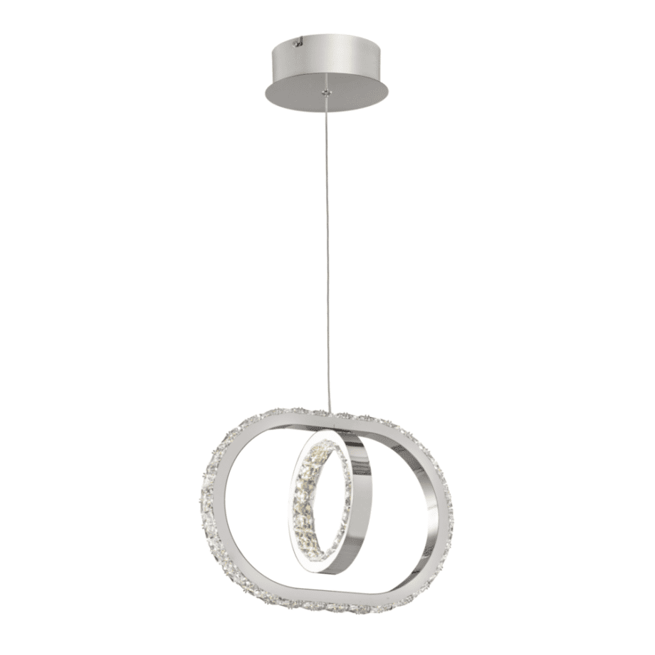 Lámpara colgante MONACO cromo con cristales 17w Led Acontract
