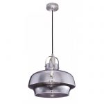 Colgante ELA níquel satinado y cristal Fumé 33cm E27 15312S Globo Lighting. STOCK EN TIENDA