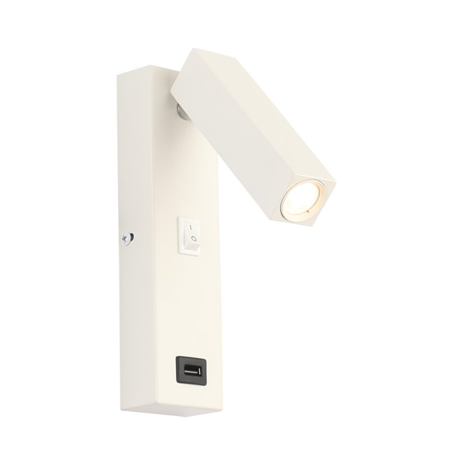 Aplique Led STYLO 801 3w Led blanco, con cargardor USB Acontract-Luz.