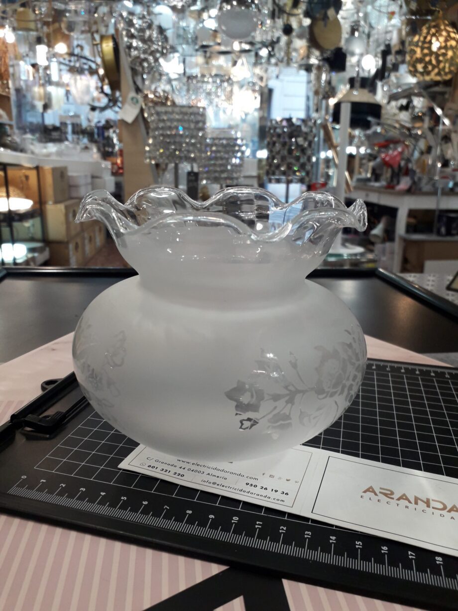 Tulipa de cristal:  acido mate 240 serigrafía transparente. Ultima unidad!