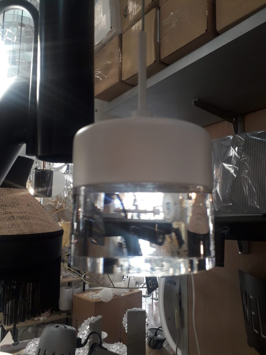 AUSTRAL: Colgante individual 8W Led blanco y cristal,  C34551012 Acb Iluminación. STOCK DISPONIBLE EN TIENDA