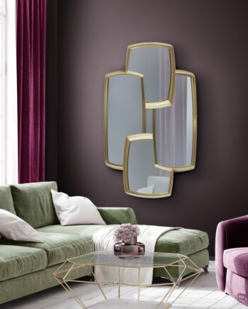 Espejo DORIAN de diseño con marco decorado en Pan de Oro
