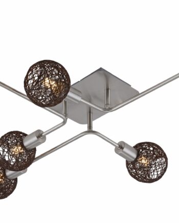 Aplique / Plafón 6 luces E14 níquel y marrón 2814-062 Briloner. STOCK DISPONIBLE EN TIENDA