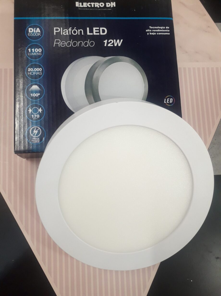 Plafón superficie 12W LED redondo blanco 17cm luz día 6,5k 81.635 Electro Dh.  STOCK DISPONIBLE EN TIENDA