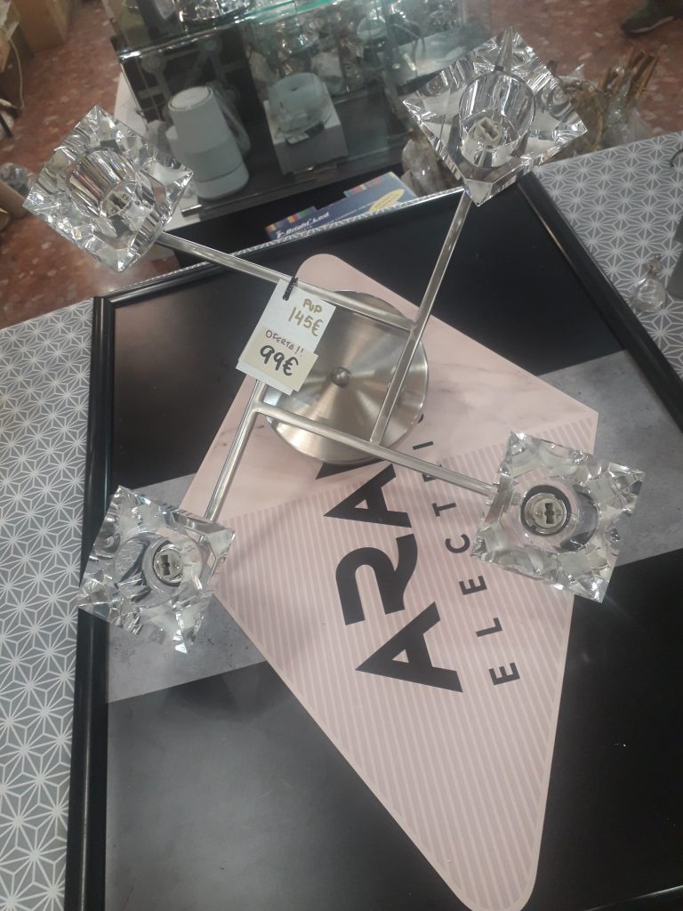 Lámpara semi plafón níquel satinado con cristal para 4 x g9 1767/4 Xiriluz