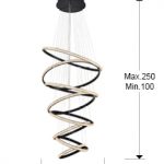 RING - Lámpara 8 aros Led 162W redonda en negro 80cm diámetro luz cálida 3K Dimable con Mando